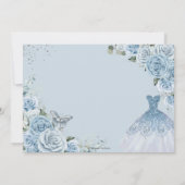 Baby Blauw Bloemen Quinceanera Zoete Zestien Jurk Save The Date (Achterkant)