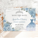 Baby Blauw Bloemen Quinceanera Zoete Zestien Jurk Save The Date<br><div class="desc">c) De Happy Cat Studio</div>