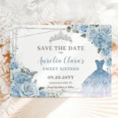 Baby Blauw Bloemen Quinceanera Zoete Zestien Jurk Save The Date