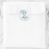 Baby Blauw Bloemen Schattige Olifant Boy Baby show Ronde Sticker (Tas)