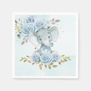 Baby Blauw Bloemen Schattige Olifant Boy Baby show Servet
