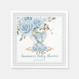Baby Blauw Bloemen Schattige Olifant Boy Baby show Servet