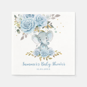 Baby Blauw Bloemen Schattige Olifant Boy Baby show Servet