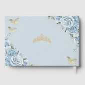 Baby Blauw Bloemen Vlinders Goud Quinceañera XV Gastenboek (Achterkant)