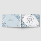 Baby Blauw Bloemen Vlinders Zilver Quinceanera XV Gastenboek (Volledig)