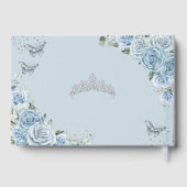 Baby Blauw Bloemen Vlinders Zilver Quinceanera XV Gastenboek (Achterkant)
