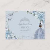 Baby Blauw Bloemen Zilver Quinceañera Receptie Informatiekaartje (Achterkant)