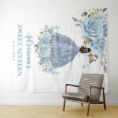 Baby Blauw Bloemen Zoet 16 Zestien Verjaardag Quin Wandkleed (In Situ (horizontaal))