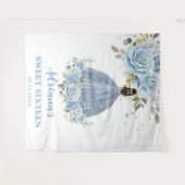 Baby Blauw Bloemen Zoet 16 Zestien Verjaardag Quin Wandkleed (Voorkant (horizontaal))