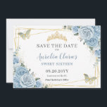 Baby Blauw Bloemen Zoet Zestien Kwintvlinders Save The Date<br><div class="desc">c) De Happy Cat Studio</div>