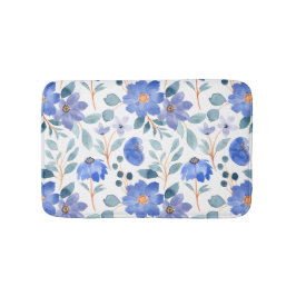 Baby blauw bloemenpatroon badmat