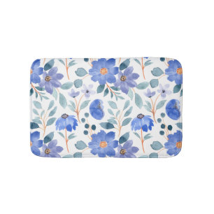 Baby blauw bloemenpatroon badmat
