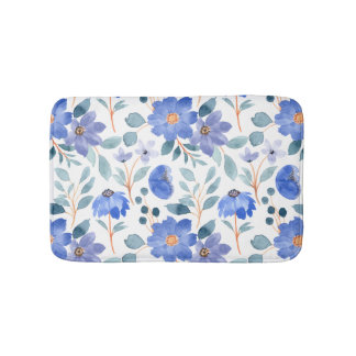 Baby blauw bloemenpatroon badmat
