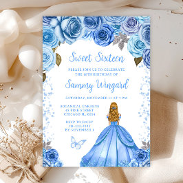 Baby Blauw Blond Haar Prinses Sweet Sixteen Kaart
