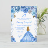 Baby Blauw Blond Haar Prinses Verjaardagsfeest Kaart (Staand voorkant)