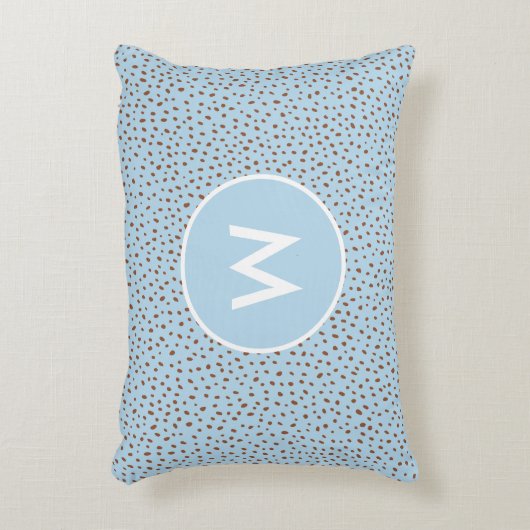 Baby Blauw & Boho Terracotta Bruin Stippen Monogra Accent Kussen (Voorkant(Verticaal))