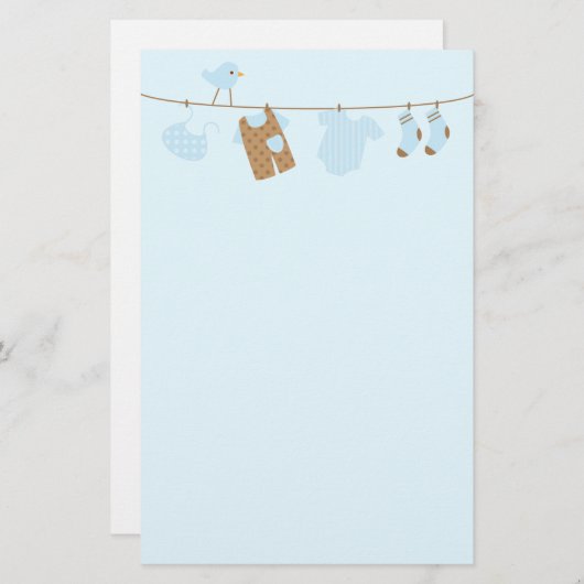 Baby (blauw) briefpapier (Voorkant / Achterkant)