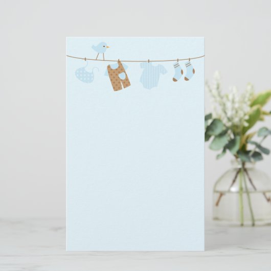 Baby (blauw) briefpapier (Staand voorkant)