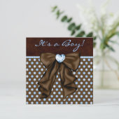 Baby Blauw Bruin Baby Jongen Douche Kaart (Staand voorkant)