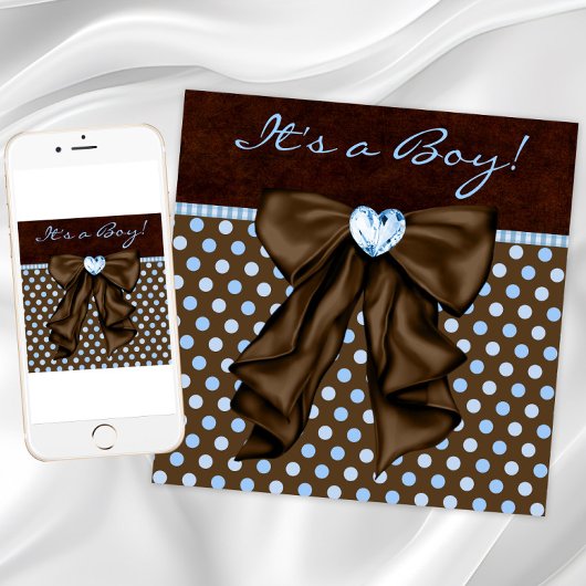 Baby Blauw Bruin Baby Jongen Douche Kaart