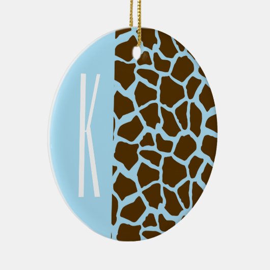 Baby Blauw & Bruin Giraffe Dierenprint Keramisch Ornament (Rechts)