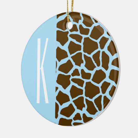 Baby Blauw & Bruin Giraffe Dierenprint Keramisch Ornament (Links)