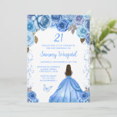 Baby Blauw Bruin Haar Prinses Verjaardagsfeest Kaart (Staand voorkant)