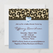 Baby Blauw Bruin Luipaard Baby Boy Douche Kaart (Achterkant)