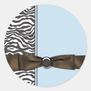 Baby Blauw Bruin Zebra Party Favoriet Ronde Sticker