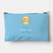 Baby blauw business logo naam monogram etui (Achterkant)