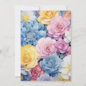 Baby blauw, Buttercream geel, Pastel roze bruiloft Kaart (Achterkant)