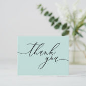 Baby Blauw Dank je Tekst Schoon Aangepaste Foto Briefkaart (Staand voorkant)