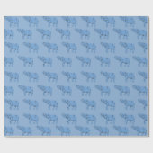 Baby Blauw Dierenprint inpakpapier (Vlak)