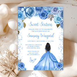 Baby Blauw Donkere Huid Prinses Sweet Sixteen Kaart