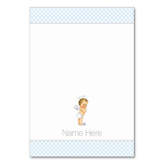 Baby Blauw Doop Tented Table Kaarten (Voorkant)