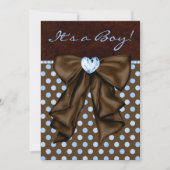 Baby blauw en bruin Baby shower Kaart (Voorkant)