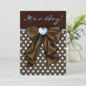 Baby blauw en bruin Baby shower Kaart (Staand voorkant)