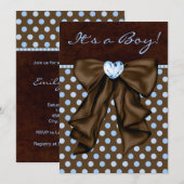 Baby blauw en bruin Baby shower Kaart (Voorkant / Achterkant)