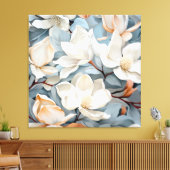 BABY BLAUW EN CRÈME MAGNOLIA'S CANVAS AFDRUK (Insitu (Woonkamer))