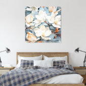 BABY BLAUW EN CRÈME MAGNOLIA'S CANVAS AFDRUK (Insitu (Slaapkamer))