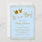 Baby blauw en goud Baby shower Kaart (Voorkant)