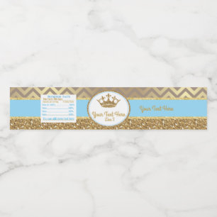 Baby blauw en goud royalWater fles Label/Wrapper Waterfles Etiket