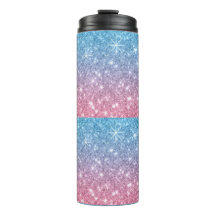 BABY BLAUW EN ROZE GLITTER STIJL TUMBLER