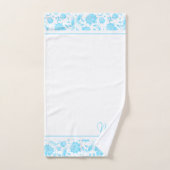 Baby-blauw en wit  damast monogram bad handdoek (Handdoek)
