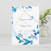 Baby Blauw en Wit Eenvoudige huwelijksuitnodiging Feestdagenkaart (Staand voorkant)