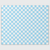 Baby blauw en wit geruit cadeaupapier (Vlak)