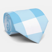 Baby Blauw en Wit Giant Gingham Checks Stropdas (Opgerold)