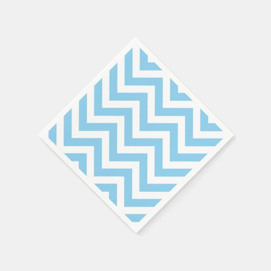 Baby Blauw en Wit Groot Chevron Stripes Papier Servet (Hoek)