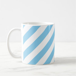 Baby Blauw en Wit Groot Diagonaal Streepjespatroon Koffiemok
