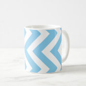 Baby Blauw en Wit Groot Verticaal Chevron Patroon Koffiemok (Voorkant rechts)